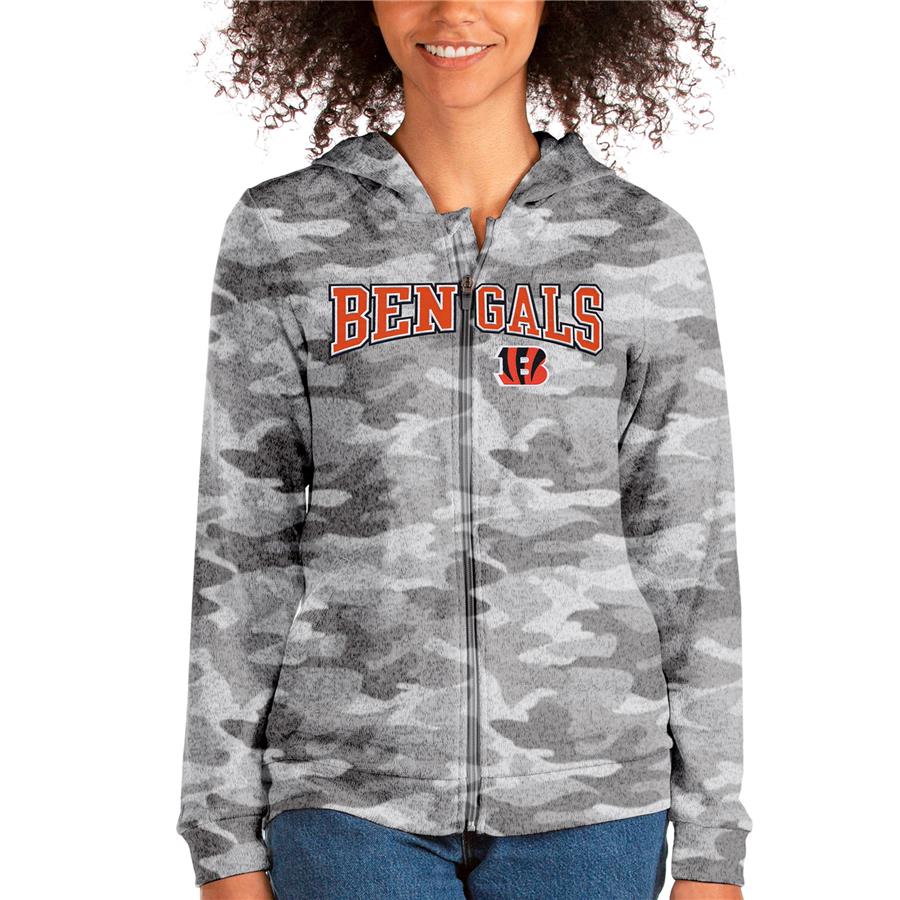 Cincinnati Bengals Antigua Women's Wordmark Absolute Full-Zip Hoodie - Camo