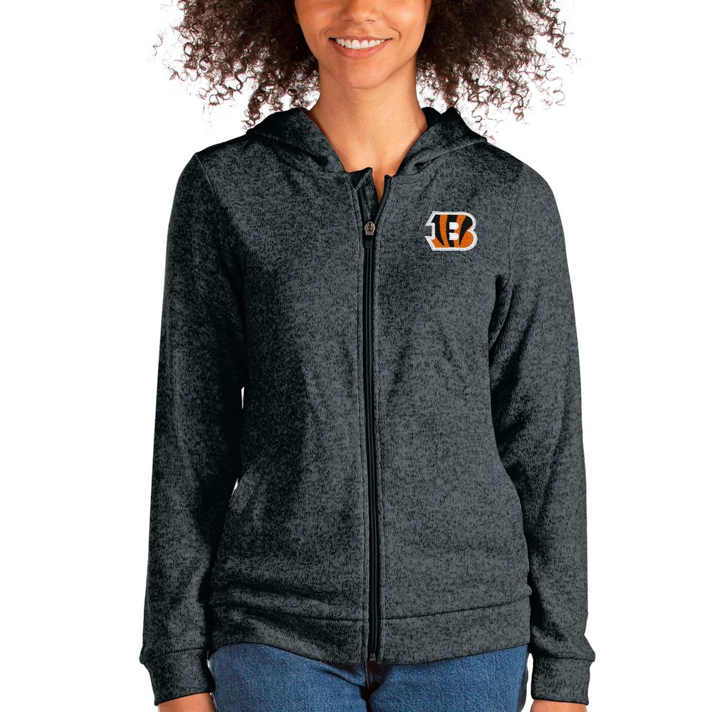 Cincinnati Bengals Antigua Women's Absolute Full-Zip Hoodie - Heathered Charcoal
