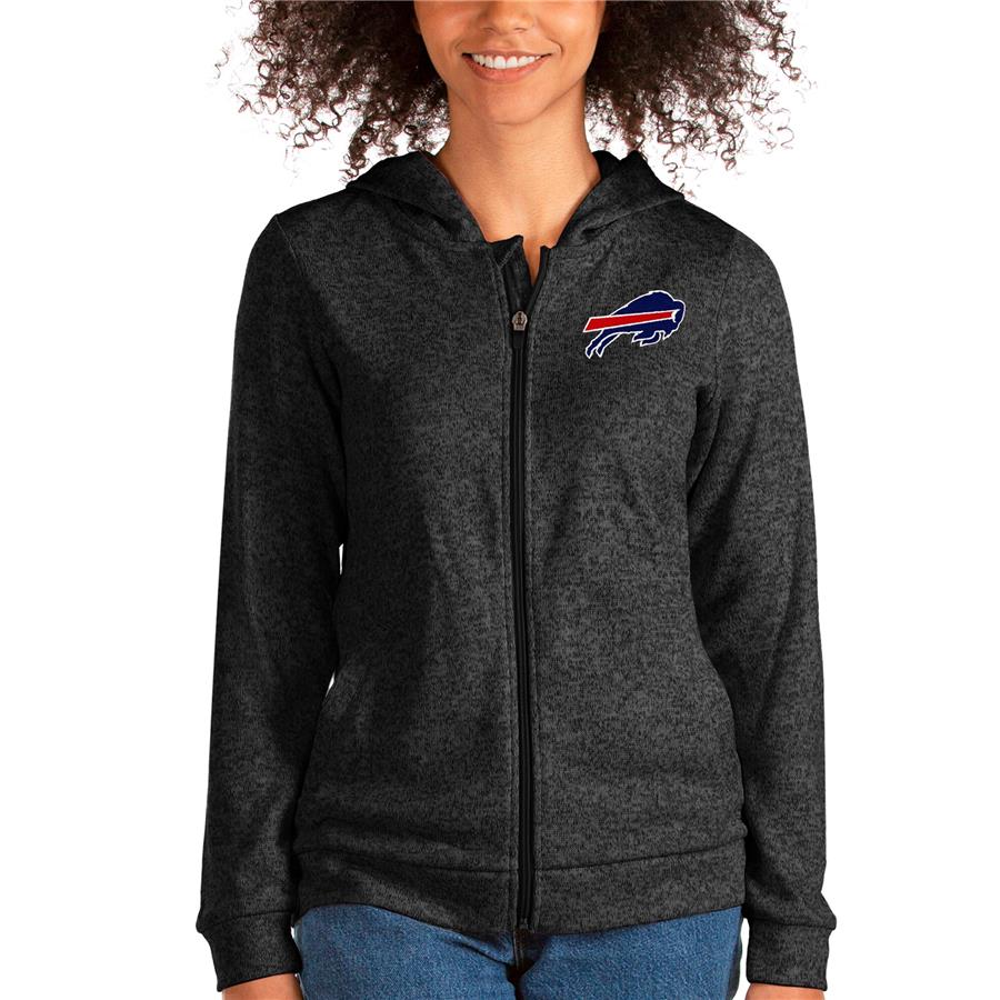 Buffalo Bills Antigua Women's Absolute Full-Zip Hoodie - Heathered Black