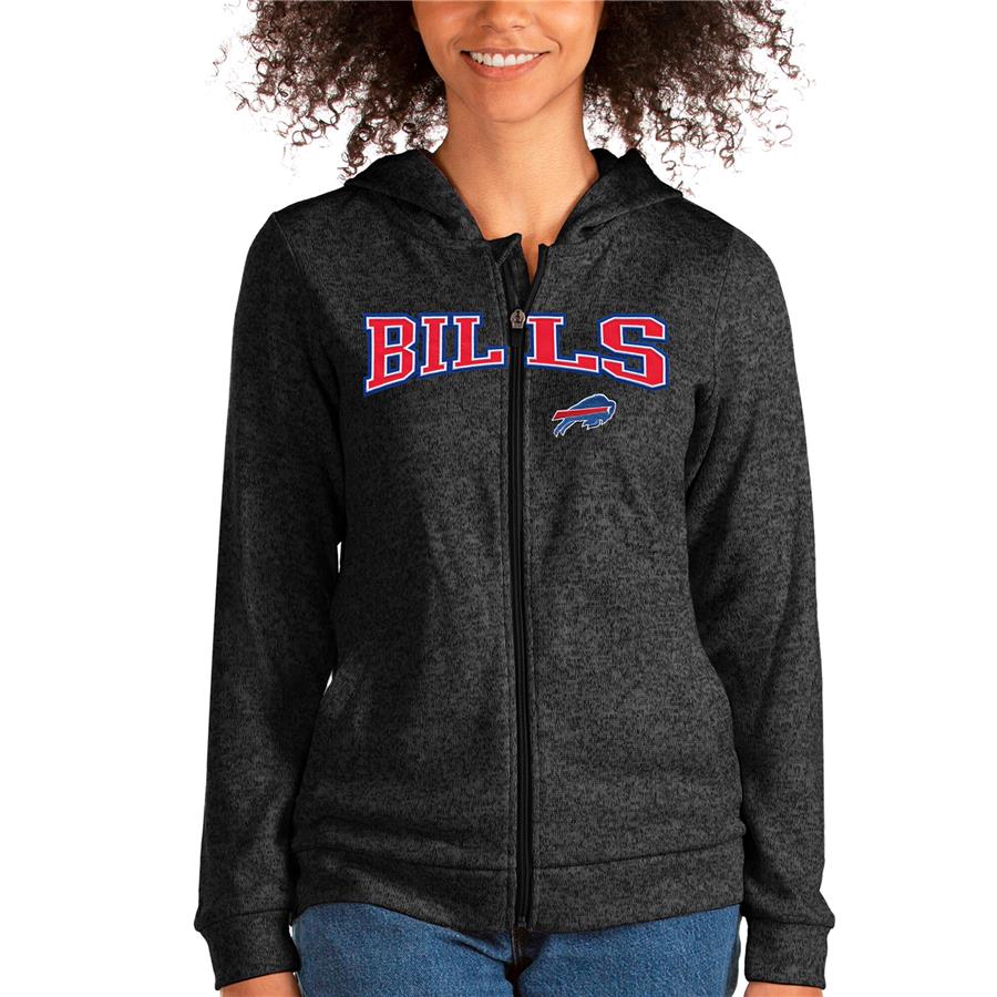 Buffalo Bills Antigua Women's Wordmark Absolute Full-Zip Hoodie - Heathered Black