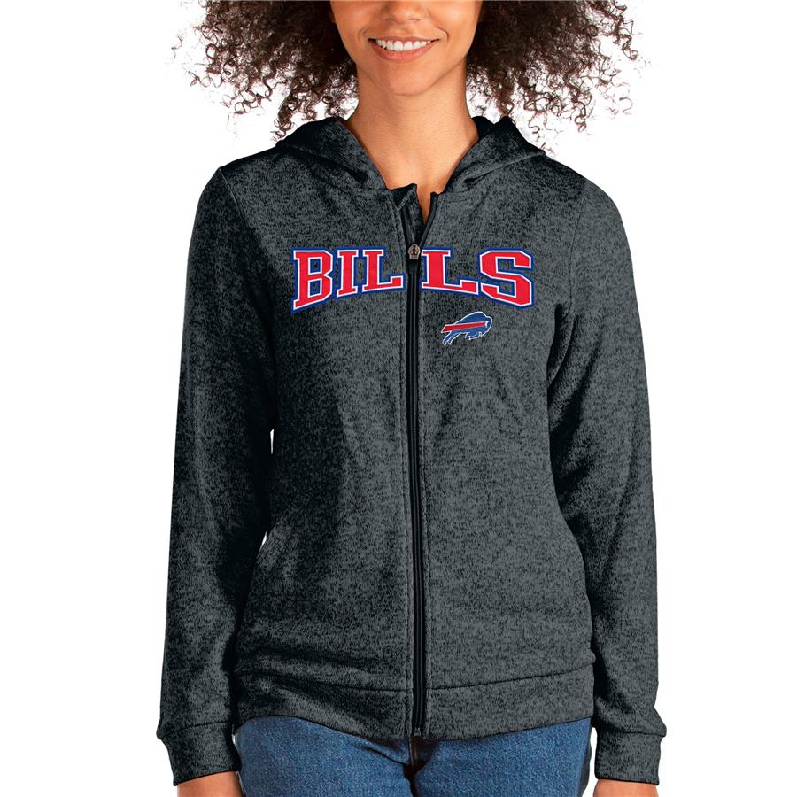 Buffalo Bills Antigua Women's Wordmark Absolute Full-Zip Hoodie - Heathered Charcoal