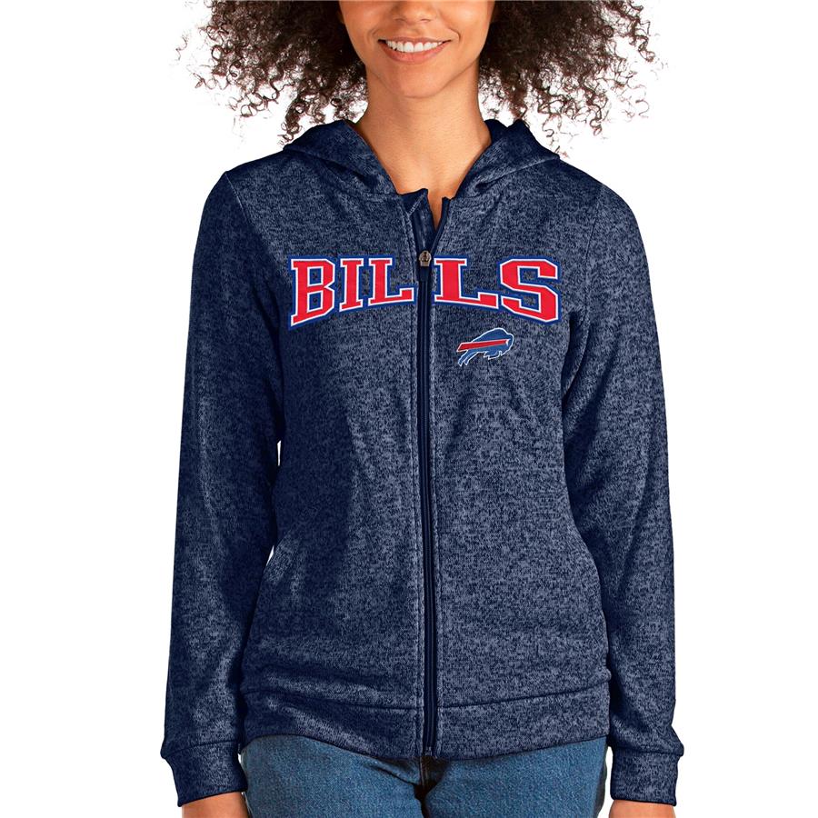 Buffalo Bills Antigua Women's Wordmark Absolute Full-Zip Hoodie - Heathered Navy
