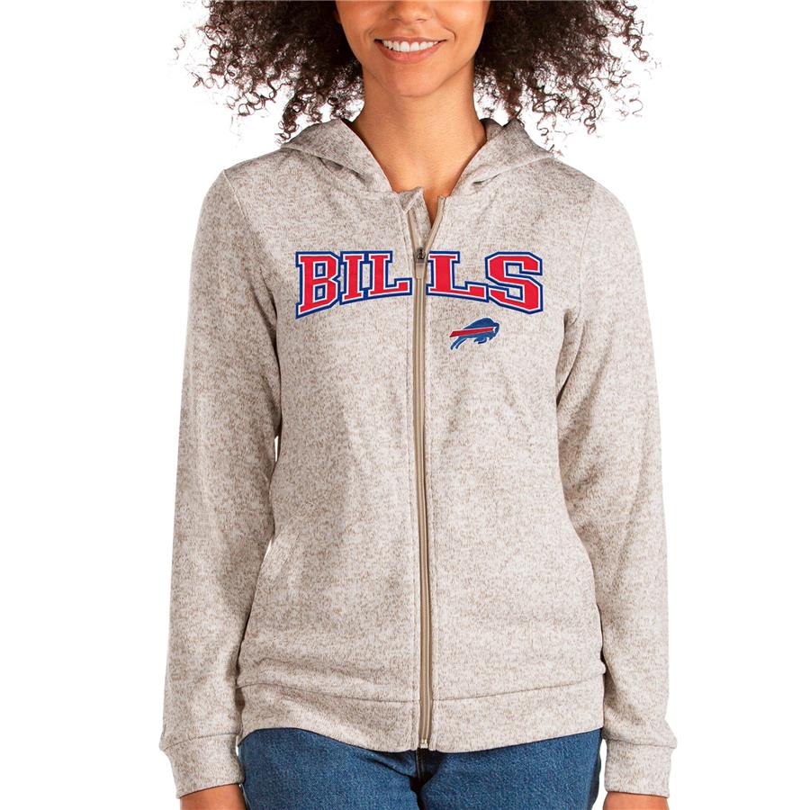 Buffalo Bills Antigua Women's Wordmark Absolute Full-Zip Hoodie - Oatmeal