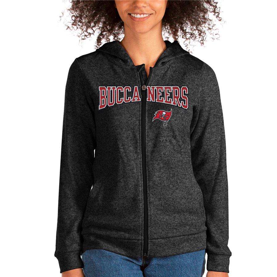 Tampa Bay Buccaneers Antigua Women's Wordmark Absolute Full-Zip Hoodie - Heathered Black