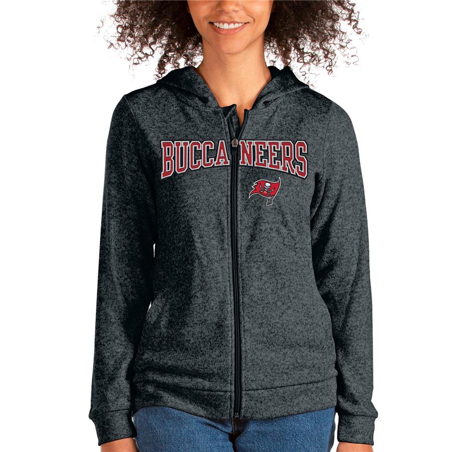 Tampa Bay Buccaneers Antigua Women's Wordmark Absolute Full-Zip Hoodie - Heathered Charcoal