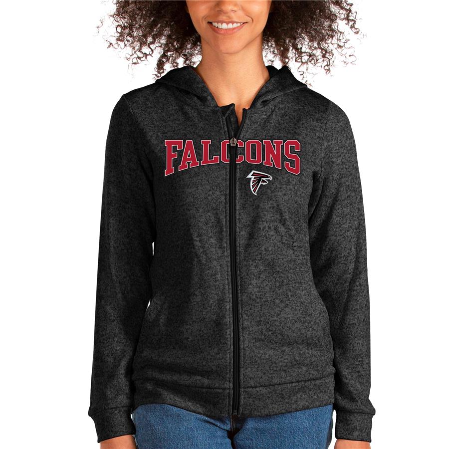 Atlanta Falcons Antigua Women's Wordmark Absolute Full-Zip Hoodie - Heathered Black