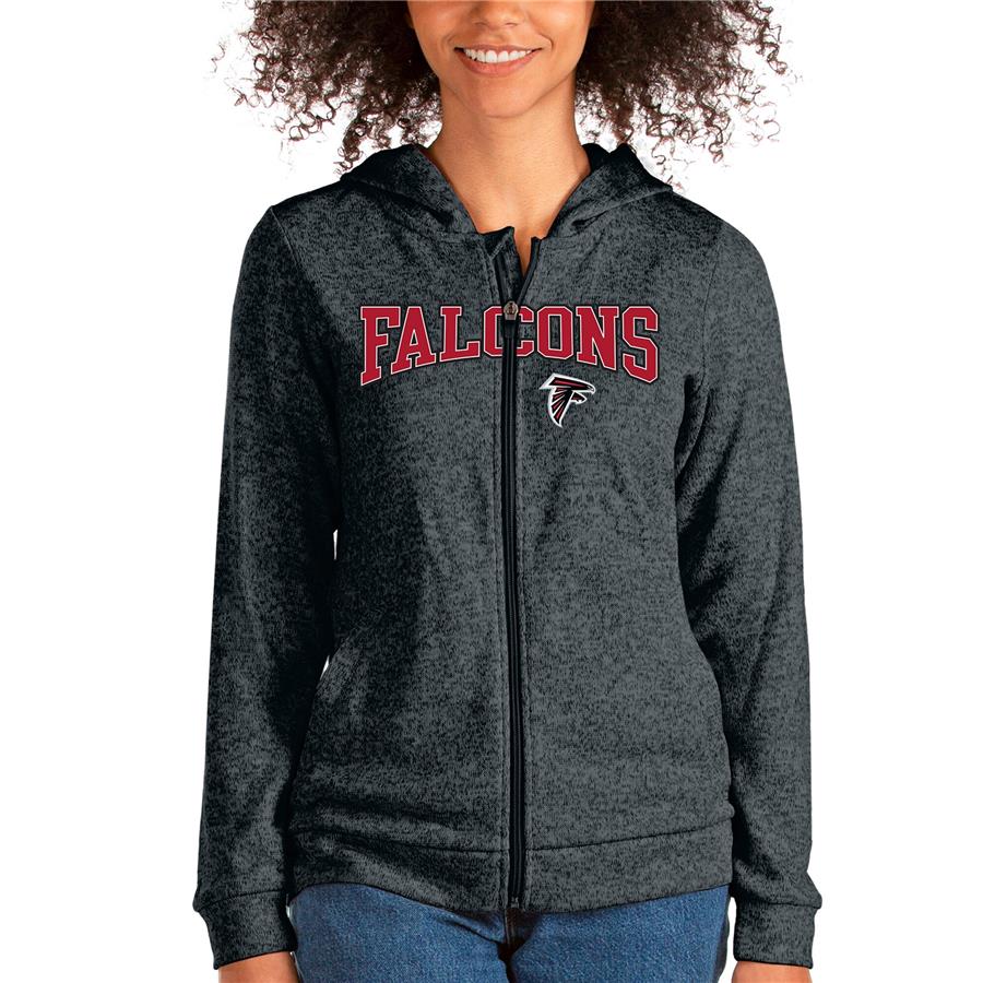 Atlanta Falcons Antigua Women's Wordmark Absolute Full-Zip Hoodie - Heathered Charcoal