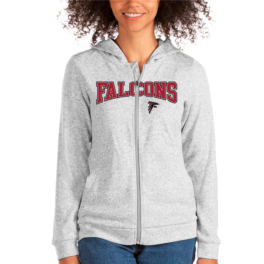 Atlanta Falcons Antigua Women's Wordmark Absolute Full-Zip Hoodie - Heathered Gray