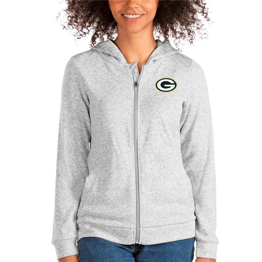 Green Bay Packers Antigua Women's Absolute Full-Zip Hoodie - Heathered Gray