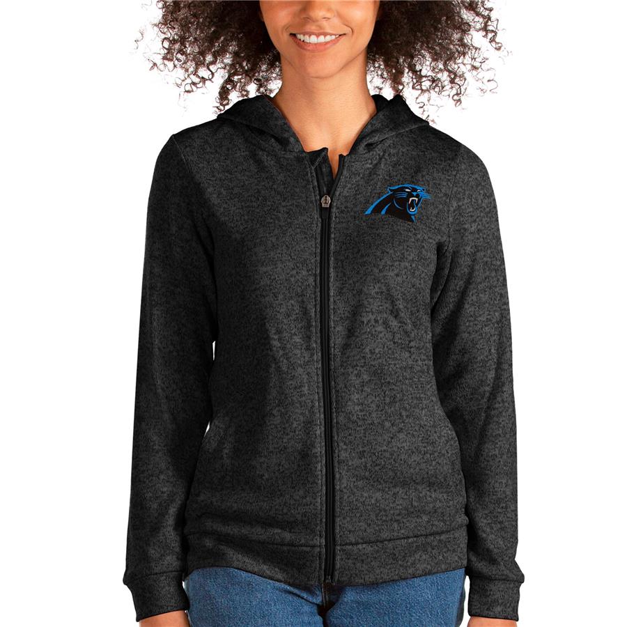 Carolina Panthers Antigua Women's Absolute Full-Zip Hoodie - Heathered Black