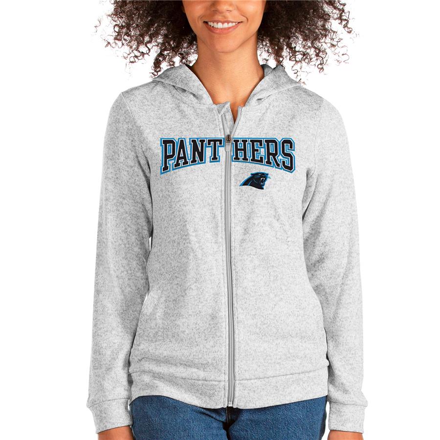 Carolina Panthers Antigua Women's Wordmark Absolute Full-Zip Hoodie - Heathered Gray