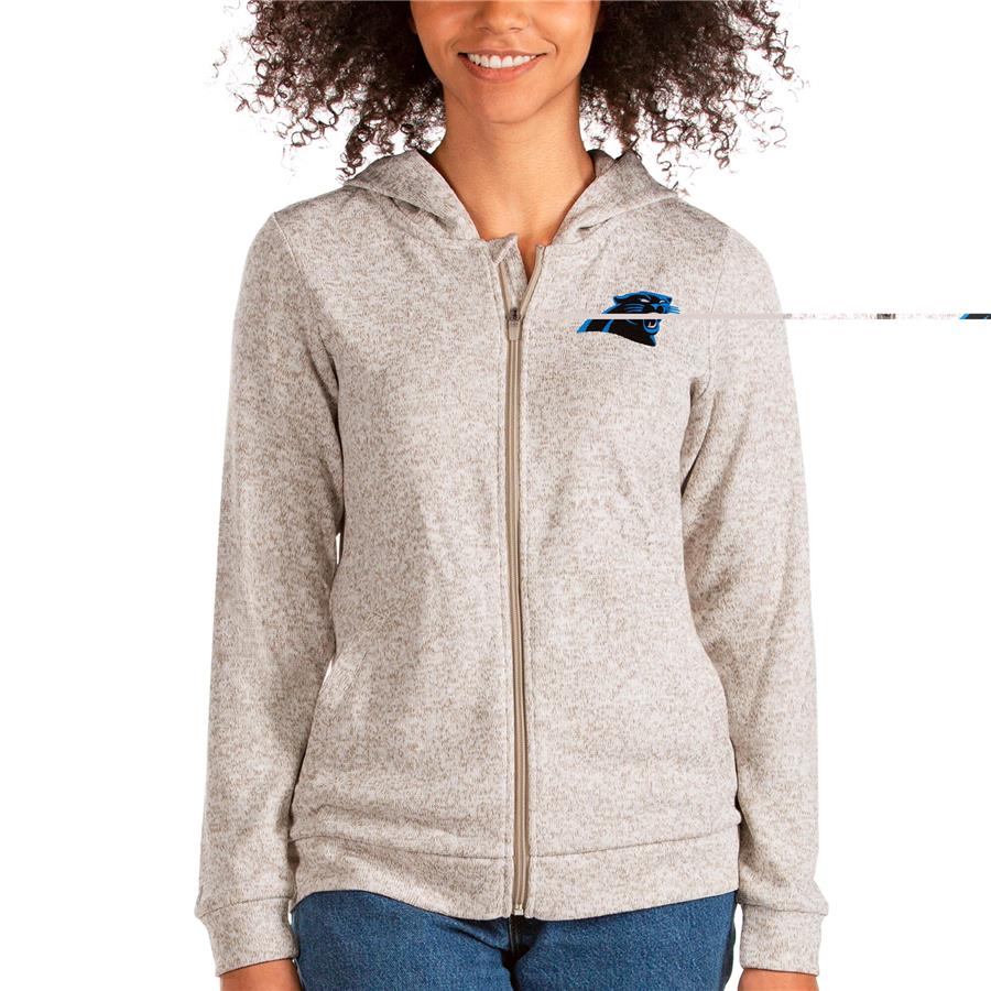Carolina Panthers Antigua Women's Absolute Full-Zip Hoodie - Oatmeal