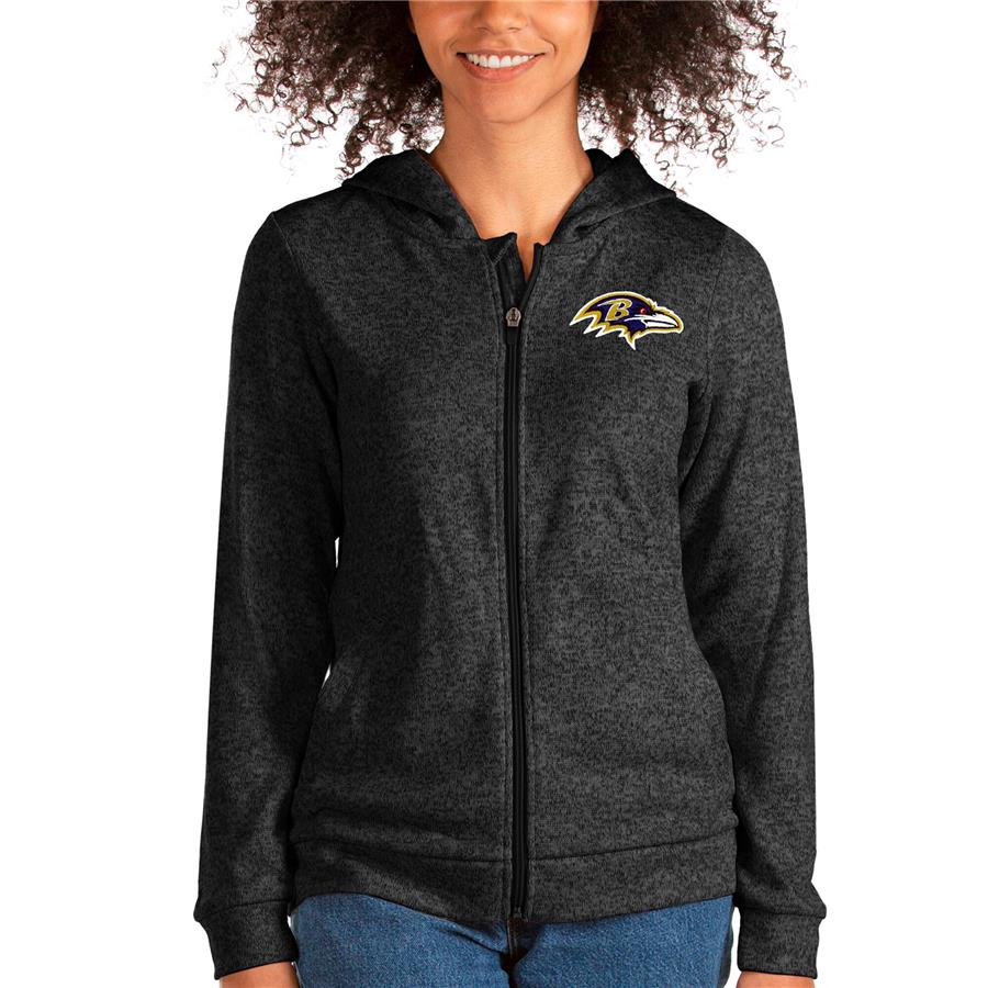Baltimore Ravens Antigua Women's Absolute Full-Zip Hoodie - Heathered Black