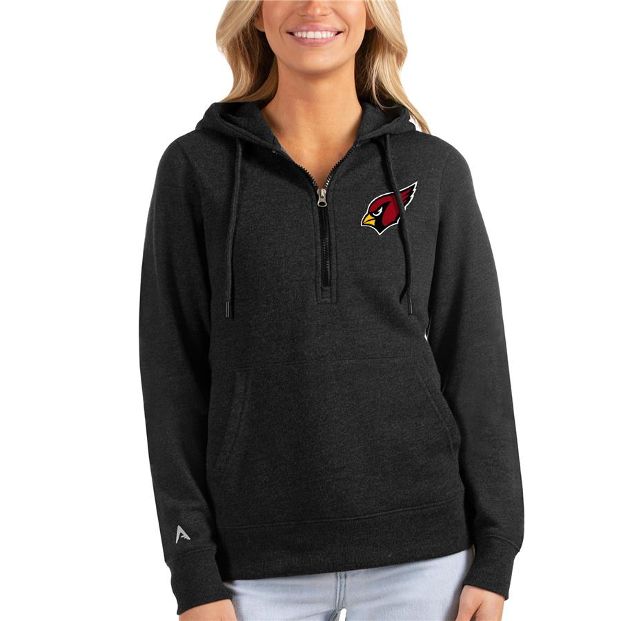 Arizona Cardinals Antigua Women's Action Half-Zip Hoodie - Heathered Black