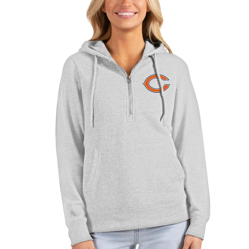 Chicago Bears Antigua Women's Action Half-Zip Hoodie - Heathered Gray