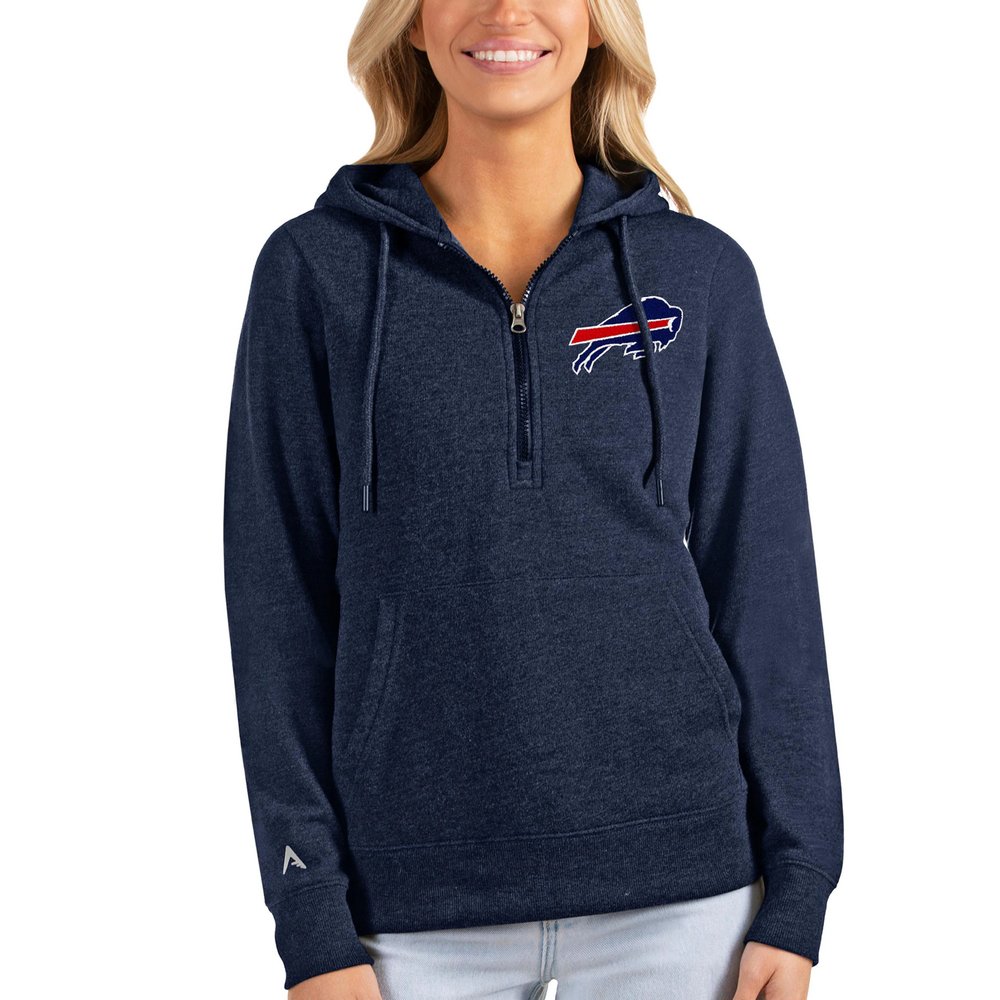 Buffalo Bills Antigua Women's Action Half-Zip Hoodie - Heathered Navy