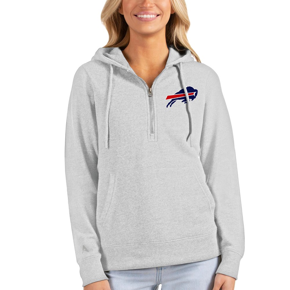 Buffalo Bills Antigua Women's Action Half-Zip Hoodie - Heathered Gray