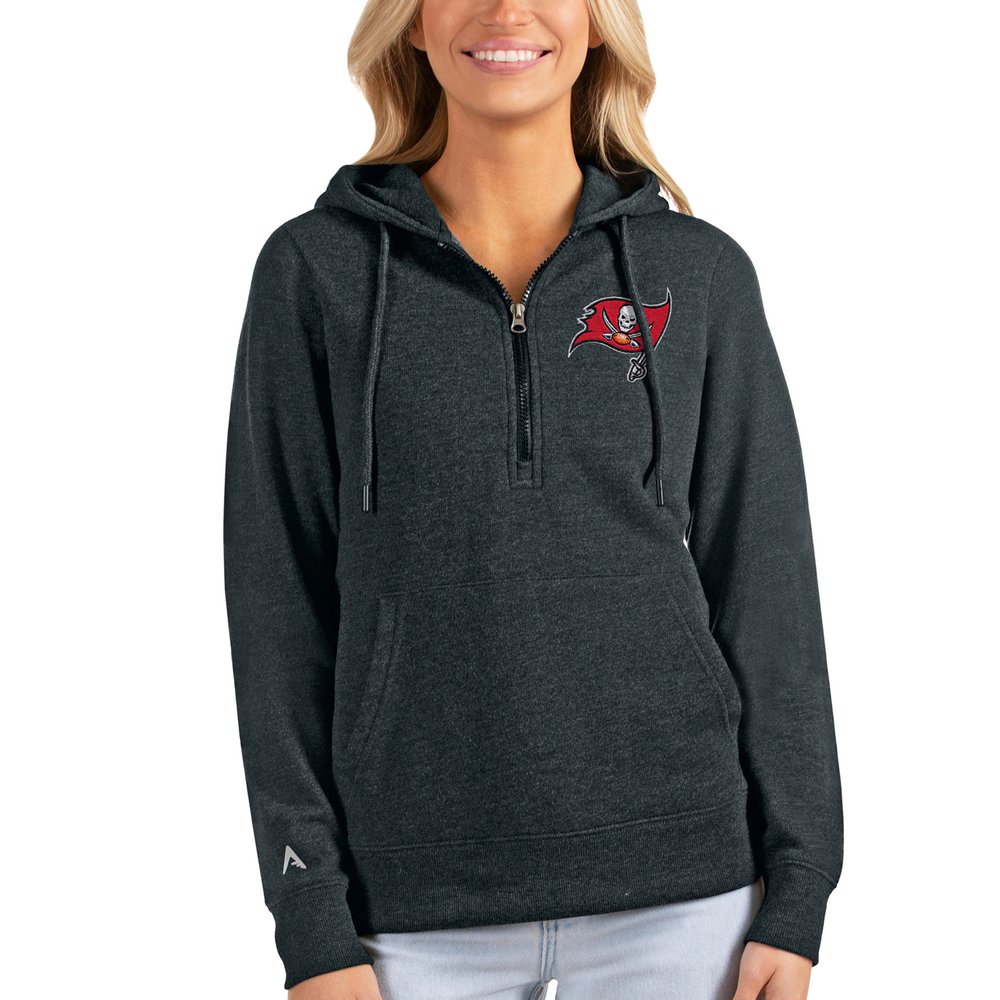 Tampa Bay Buccaneers Antigua Women's Action Half-Zip Hoodie - Heathered Charcoal