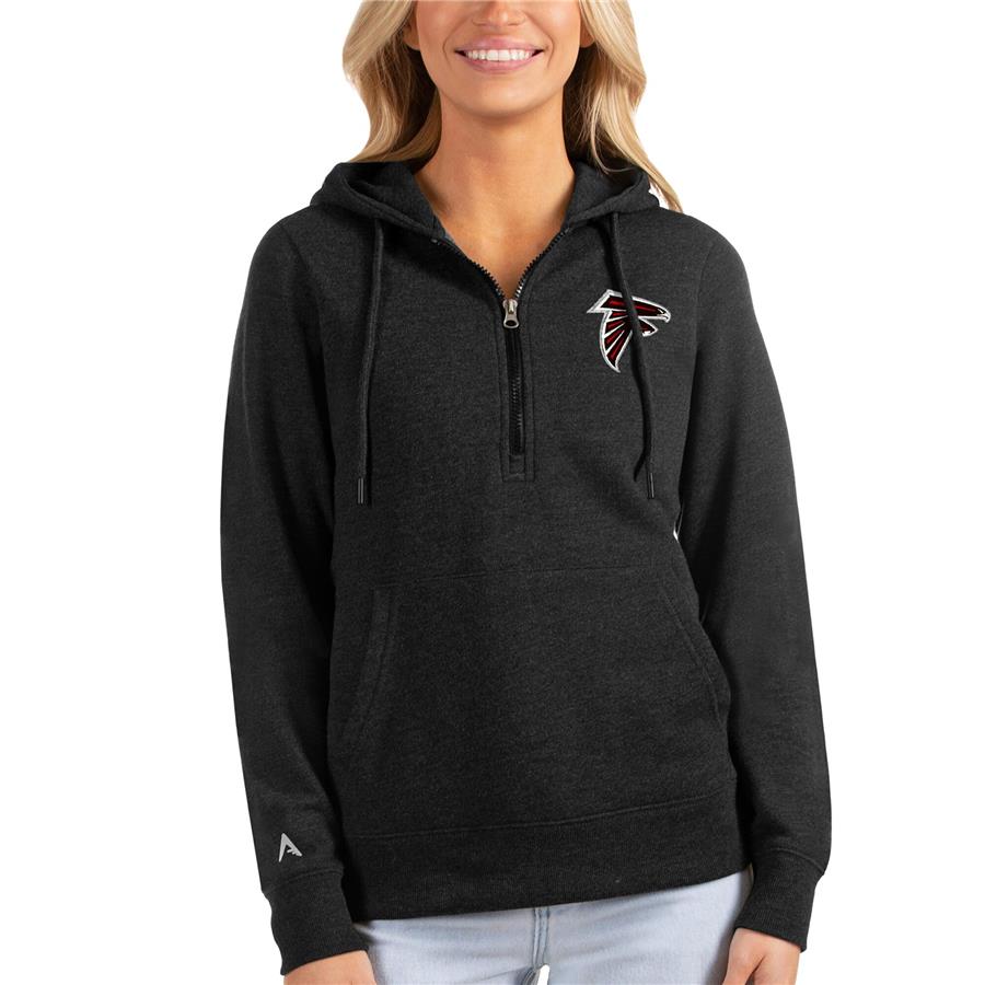 Atlanta Falcons Antigua Women's Action Half-Zip Hoodie - Heathered Black