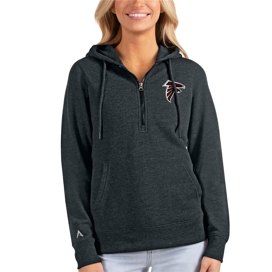 Atlanta Falcons Antigua Women's Action Half-Zip Hoodie - Heathered Charcoal