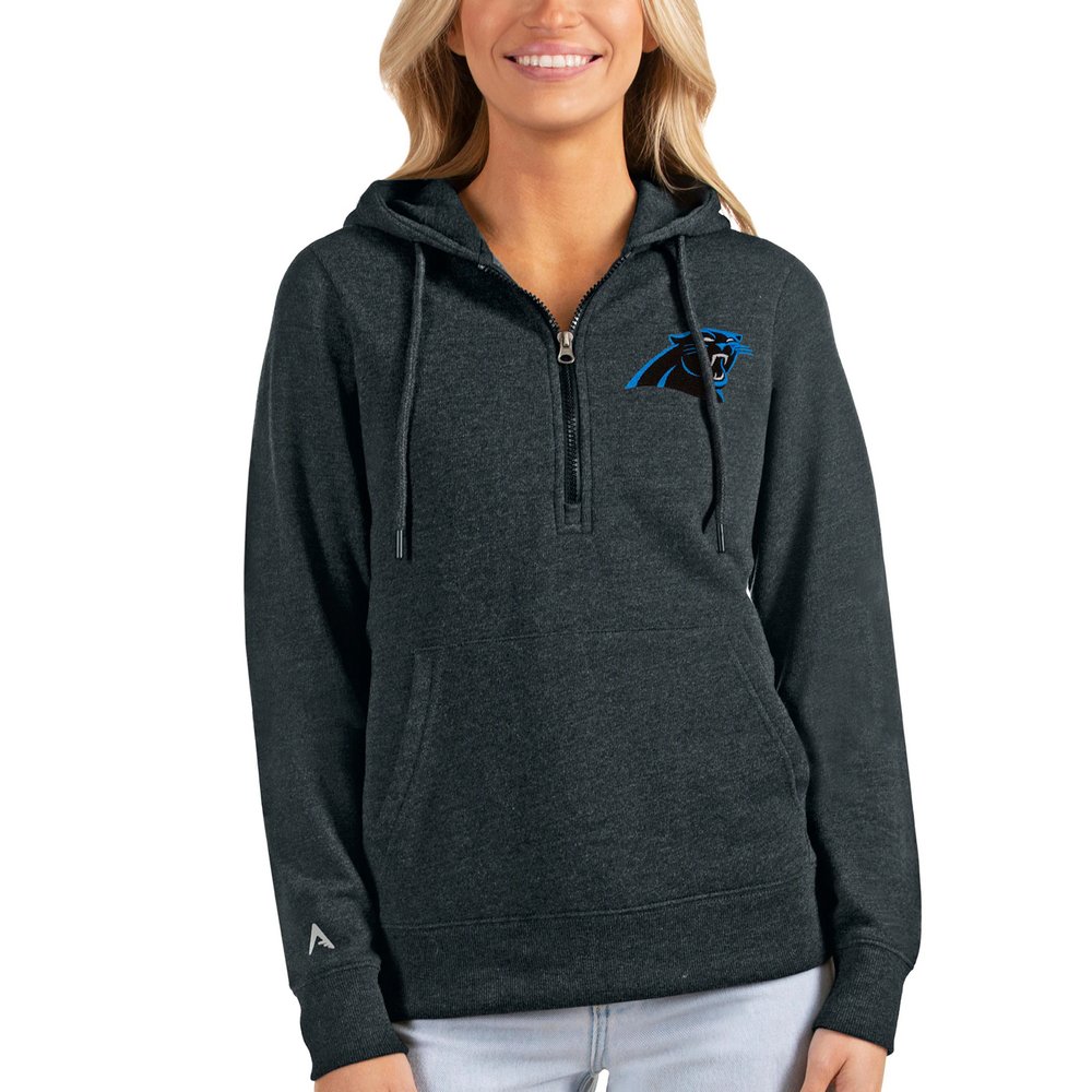 Carolina Panthers Antigua Women's Action Half-Zip Hoodie - Heathered Charcoal