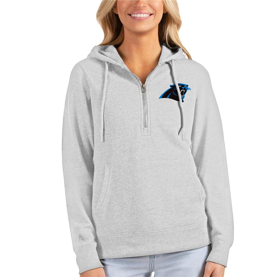 Carolina Panthers Antigua Women's Action Half-Zip Hoodie - Heathered Gray