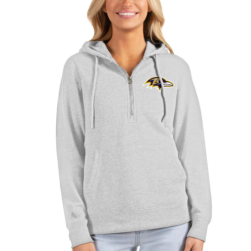 Baltimore Ravens Antigua Women's Action Half-Zip Hoodie - Heathered Gray