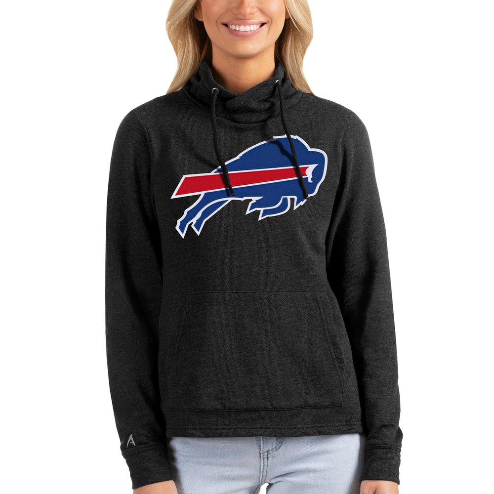 Buffalo Bills Antigua Women's Reward Pullover Sweatshirt - Heathered Black