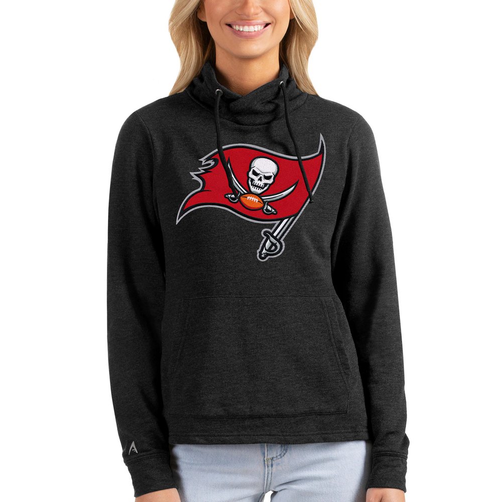 Tampa Bay Buccaneers Antigua Women's Reward Pullover Sweatshirt - Heathered Black