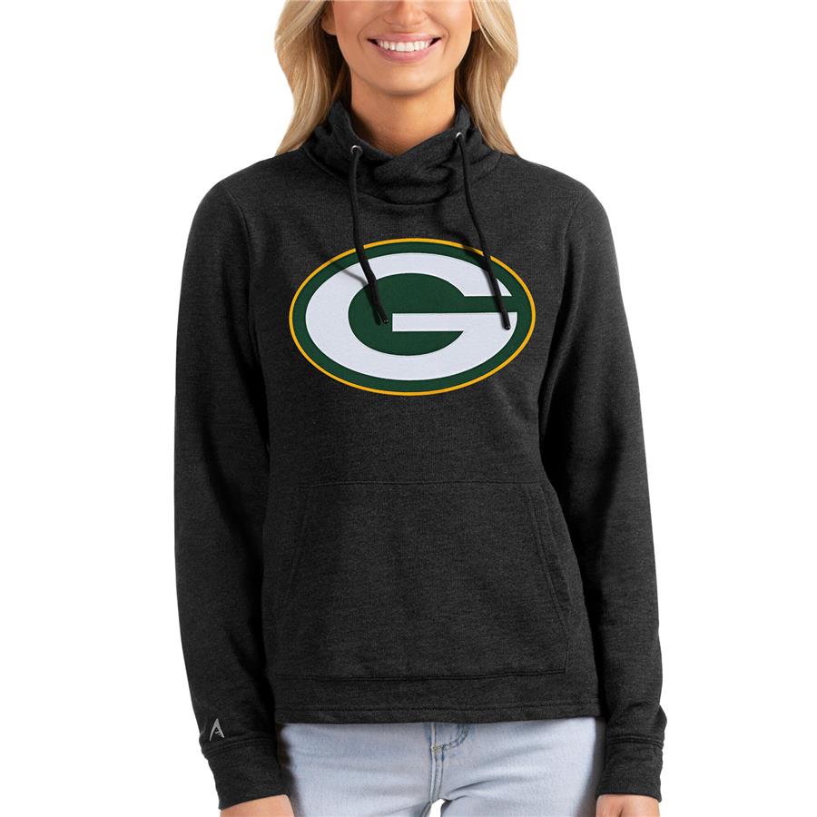 Green Bay Packers Antigua Women's Reward Pullover Sweatshirt - Heathered Black