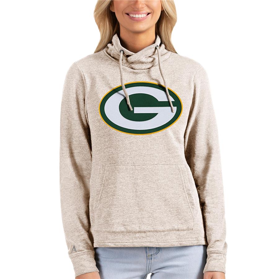 Green Bay Packers Antigua Women's Reward Pullover Sweatshirt - Oatmeal