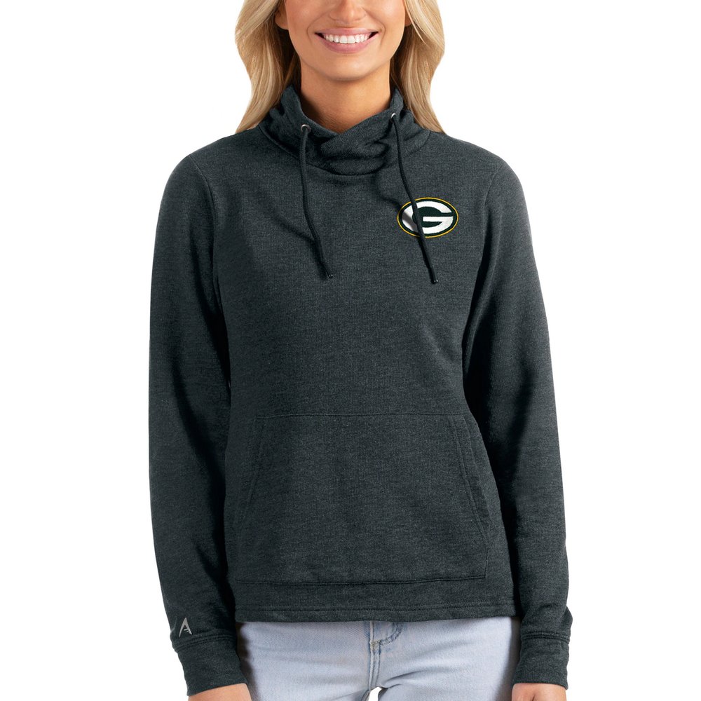 Green Bay Packers Antigua Women's Team Logo Reward Pullover Sweatshirt - Heathered Charcoal