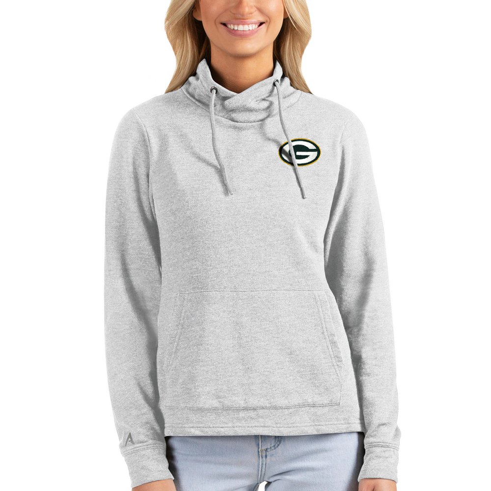Green Bay Packers Antigua Women's Team Logo Reward Pullover Sweatshirt - Heathered Gray