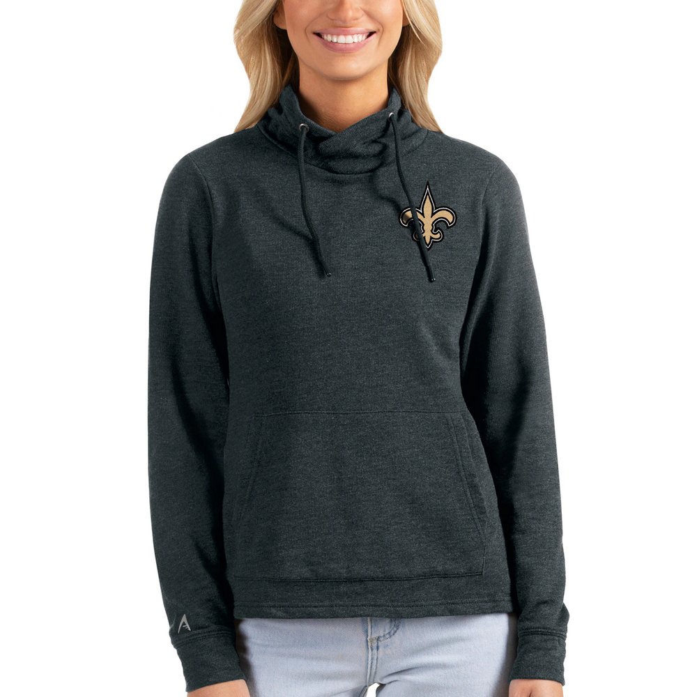New Orleans Saints Antigua Women's Team Logo Reward Pullover Sweatshirt - Heathered Charcoal