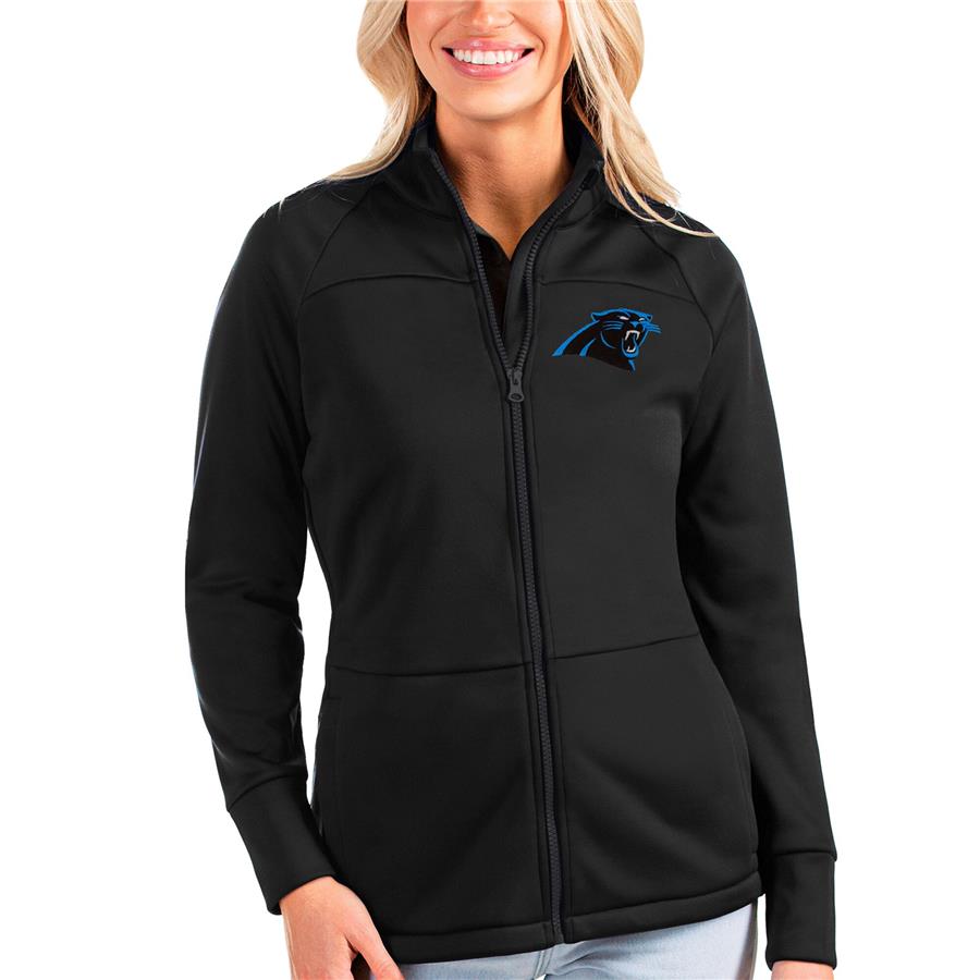 Carolina Panthers Antigua Women's Links Full-Zip Golf Jacket - Black
