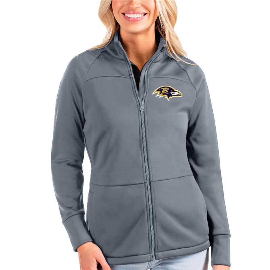 Baltimore Ravens Antigua Women's Links Full-Zip Golf Jacket - Gray