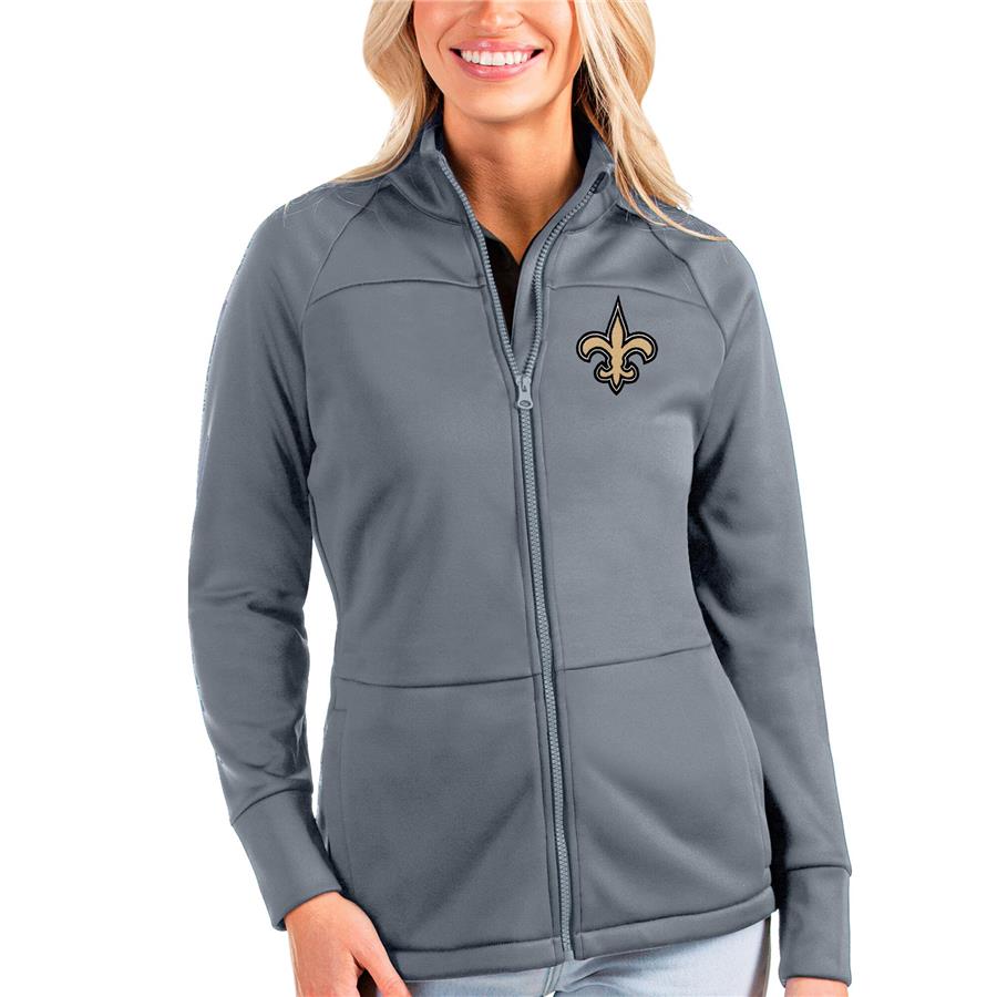 New Orleans Saints Antigua Women's Links Full-Zip Golf Jacket - Gray