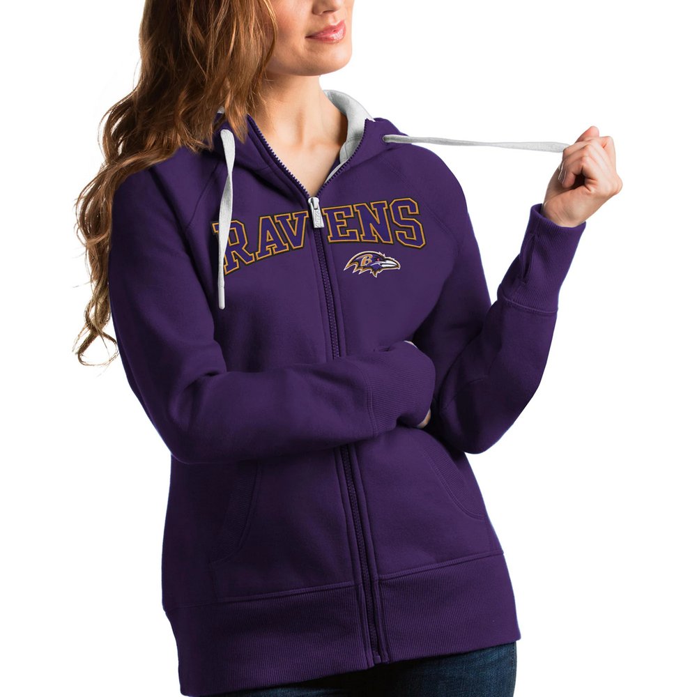 Baltimore Ravens Antigua Women's Wordmark Victory Full-Zip Hoodie - Purple