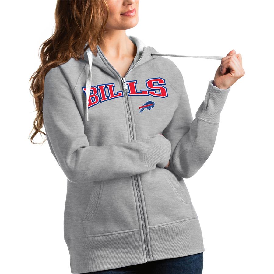 Buffalo Bills Antigua Women's Wordmark Victory Full-Zip Hoodie - Heathered Gray