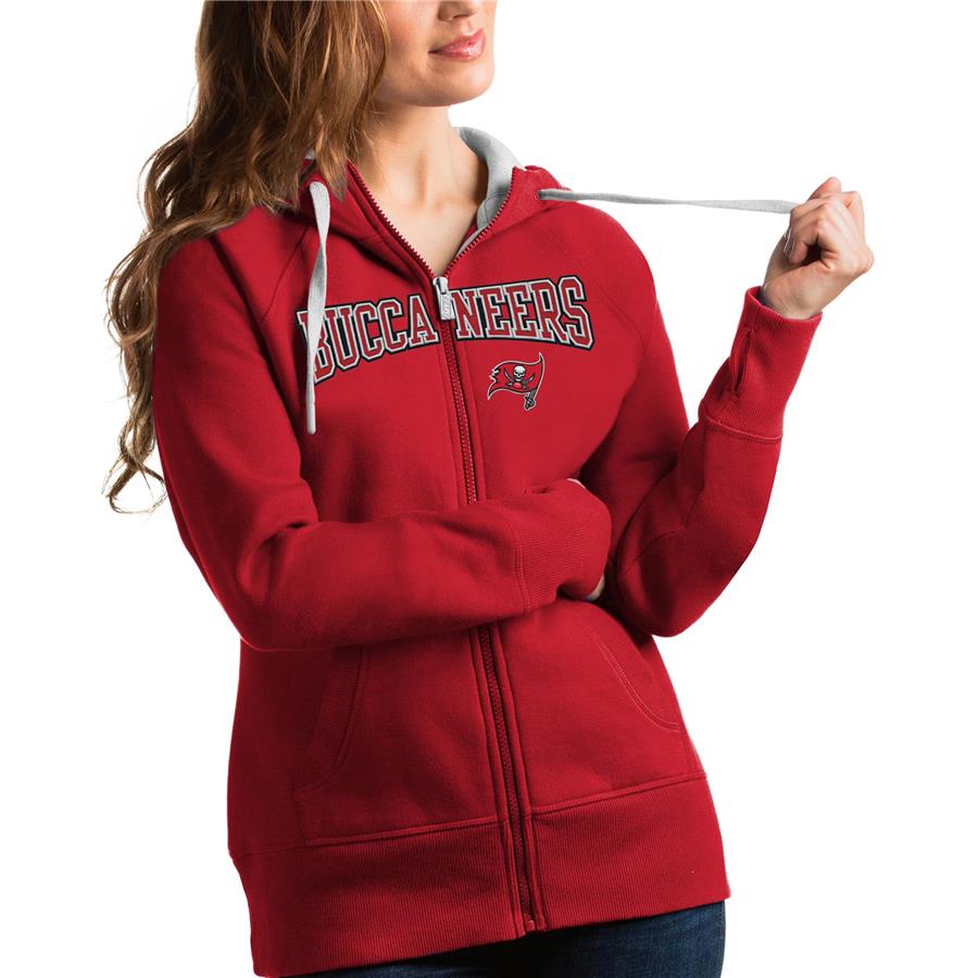 Tampa Bay Buccaneers Antigua Women's Wordmark Victory Full-Zip Hoodie - Red