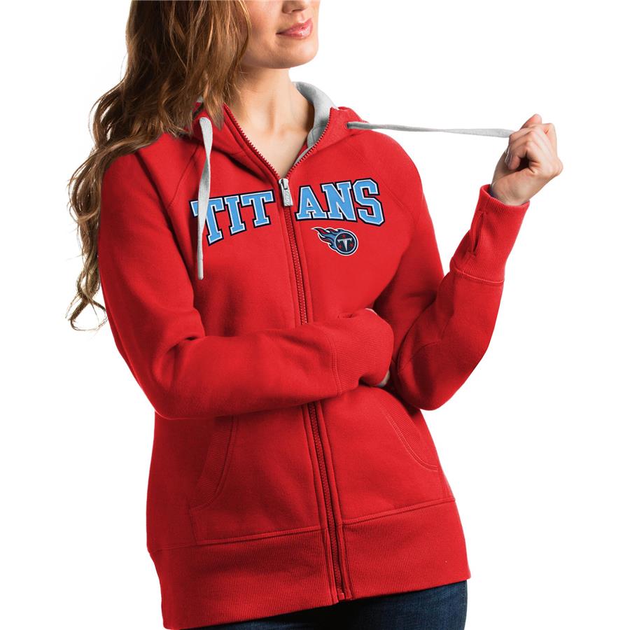 Tennessee Titans Antigua Women's Wordmark Victory Full-Zip Hoodie - Red