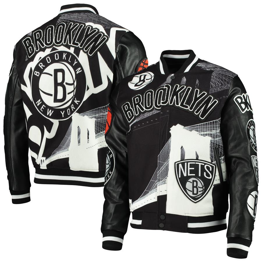 Brooklyn Nets Pro Standard Remix Varsity Full-Zip Jacket - Black