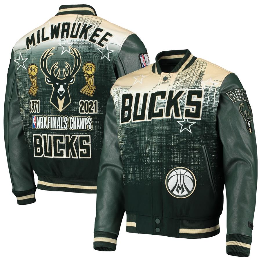 Milwaukee Bucks Pro Standard Remix Varsity Full-Zip Jacket - Green