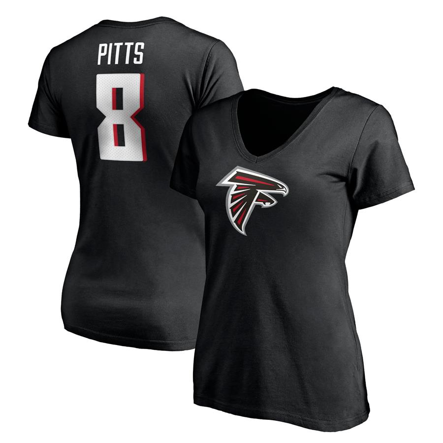 Kyle Pitts Atlanta Falcons Fanatics Branded Women's Player Icon Name & Number V-Neck T-Shirt - Black