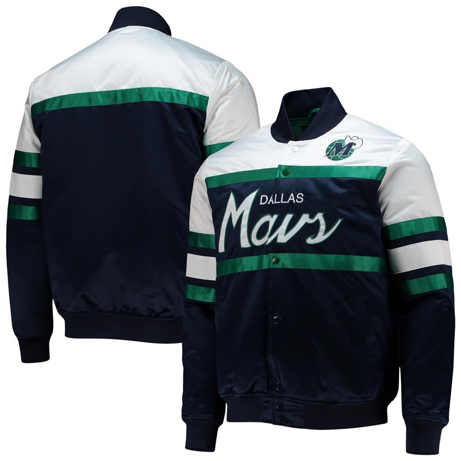 Dallas Mavericks Mitchell & Ness Hardwood Classics Script Satin Full-Snap Jacket - Navy