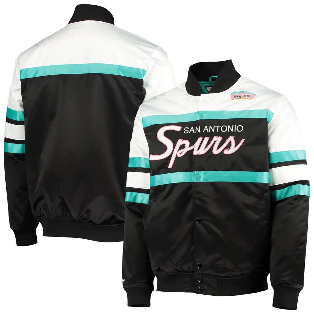 San Antonio Spurs Mitchell & Ness Hardwood Classics Script Satin Full-Snap Jacket - Black