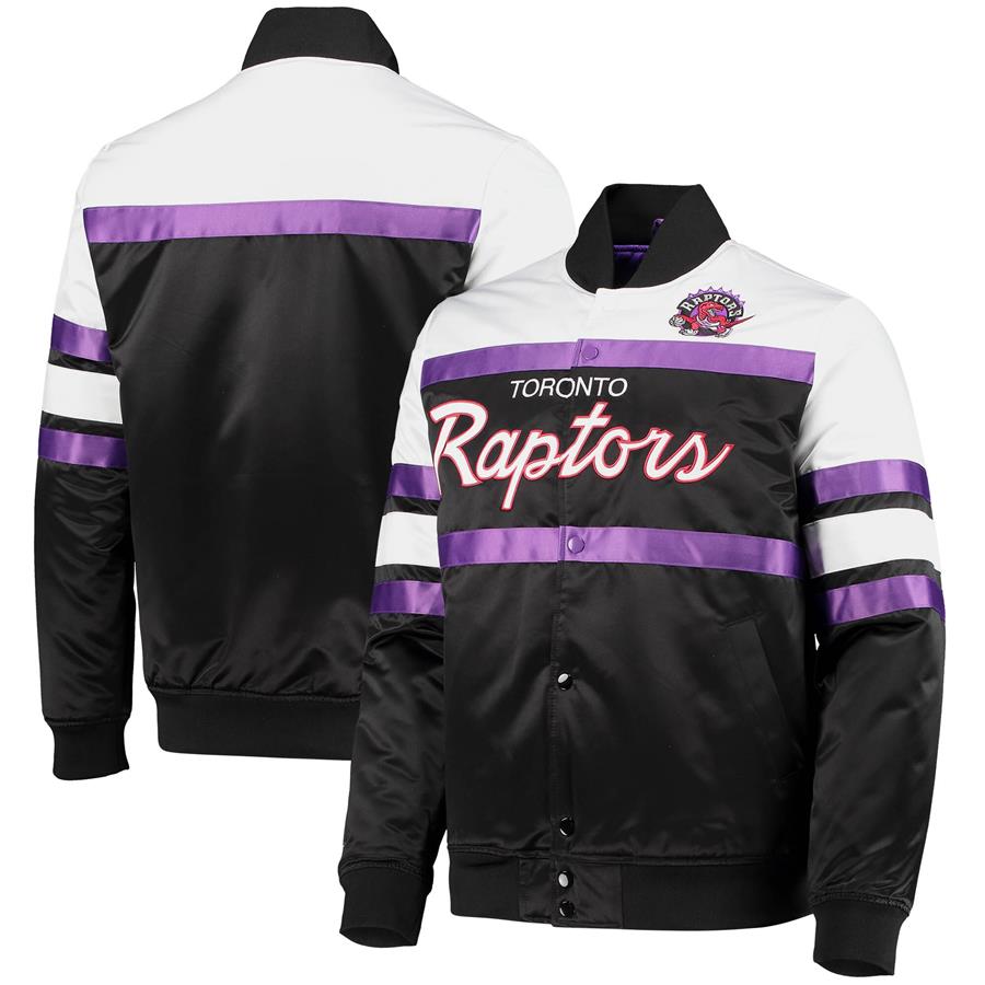 Toronto Raptors Mitchell & Ness Hardwood Classics Script Satin Full-Snap Jacket - Black