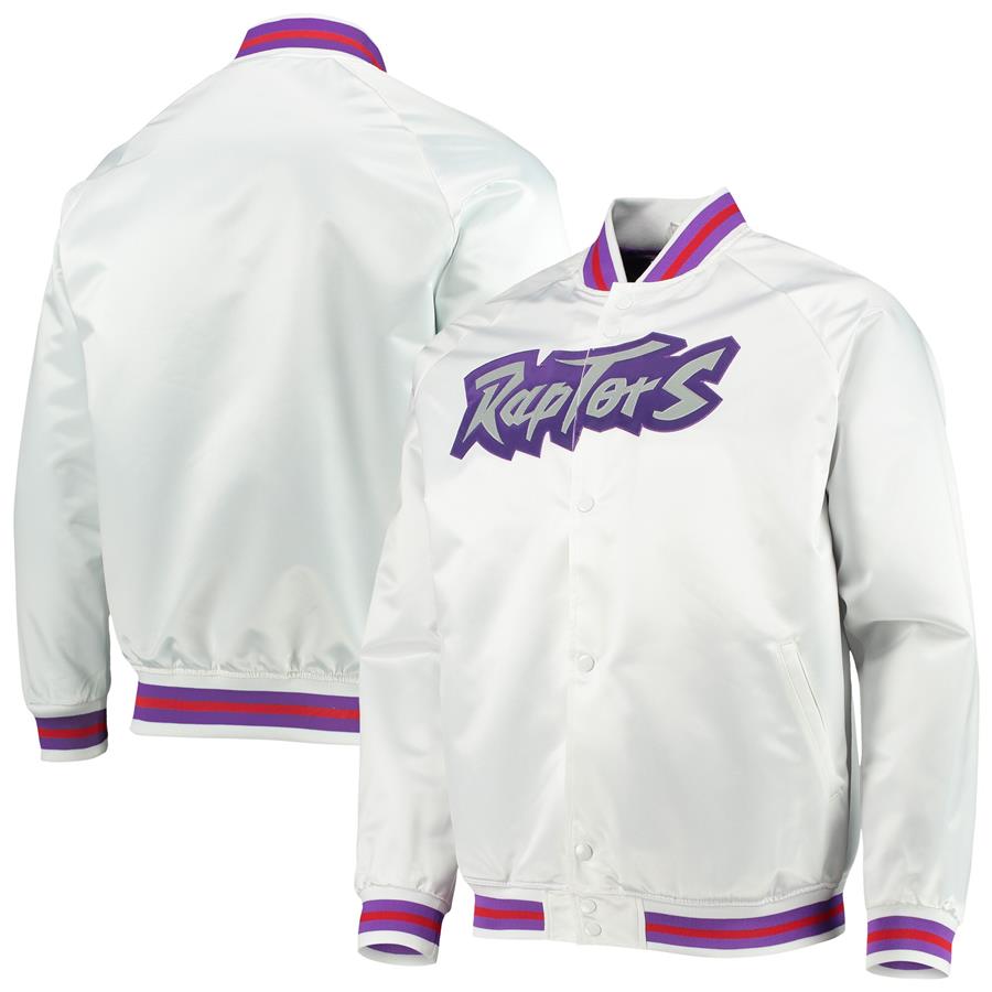Toronto Raptors Mitchell & Ness Throwback Hardwood Classics Satin Full-Snap Raglan Jacket - White