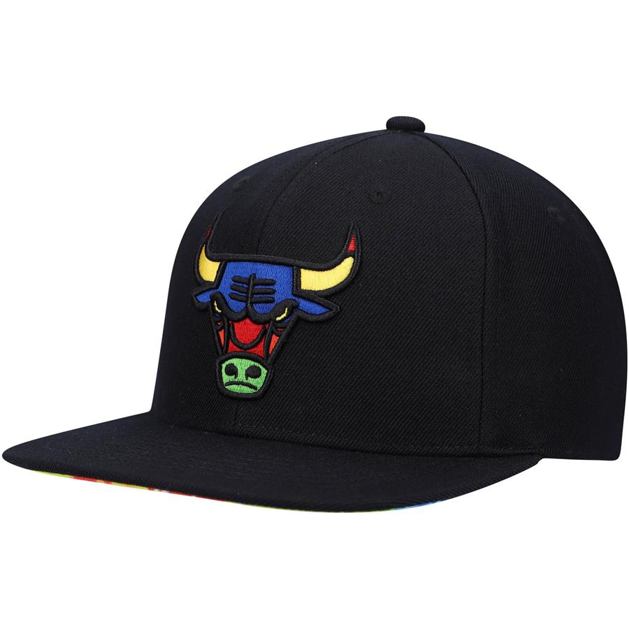 Chicago Bulls Mitchell & Ness Hardwood Classics Tie-Dye Snapback Hat - Black
