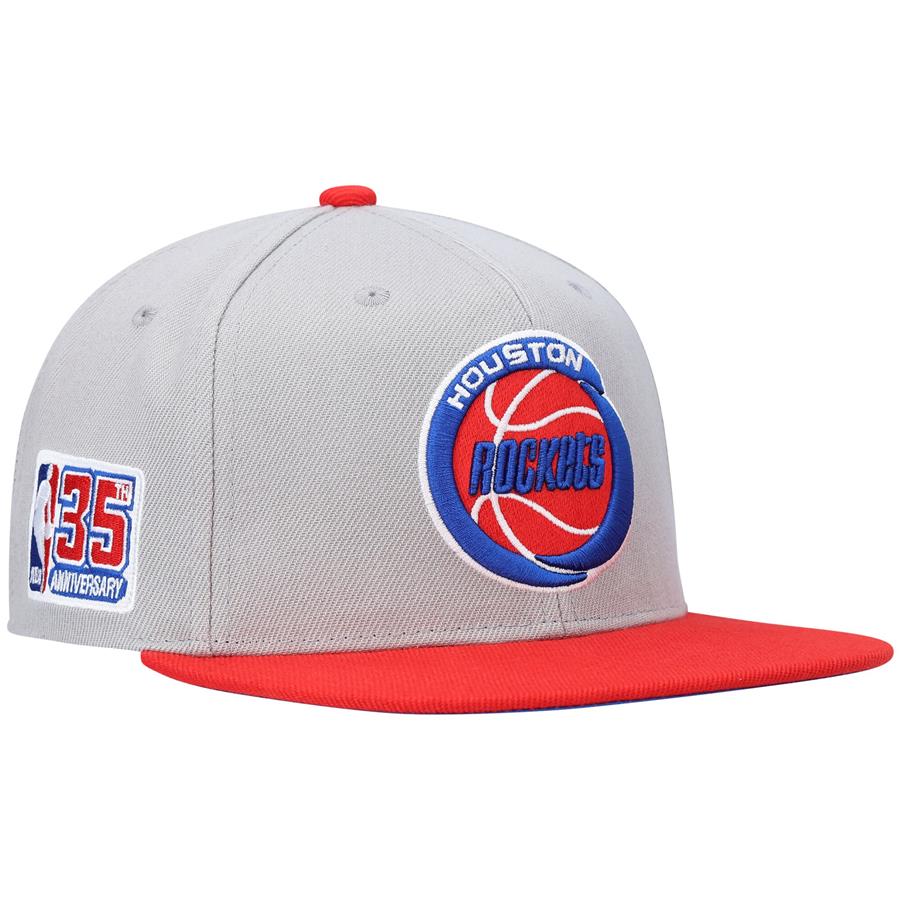 Houston Rockets Mitchell & Ness Hardwood Classics 35th Anniversary Snapback Hat - Gray